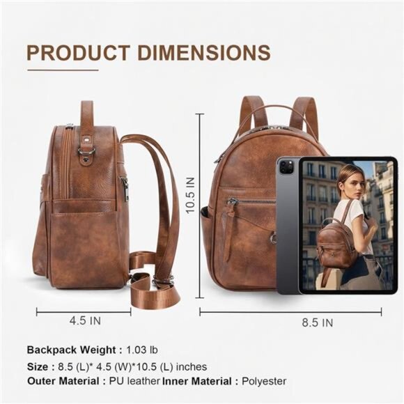 Mini Backpack Fashion for Women Brown